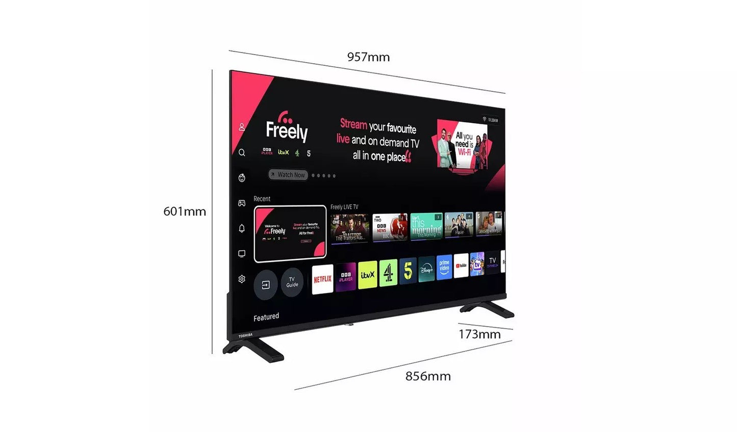 Toshiba 43 Inch 43QV1563DB QLED 4K UHD TV UK Delivery No Stand GRADE ANS