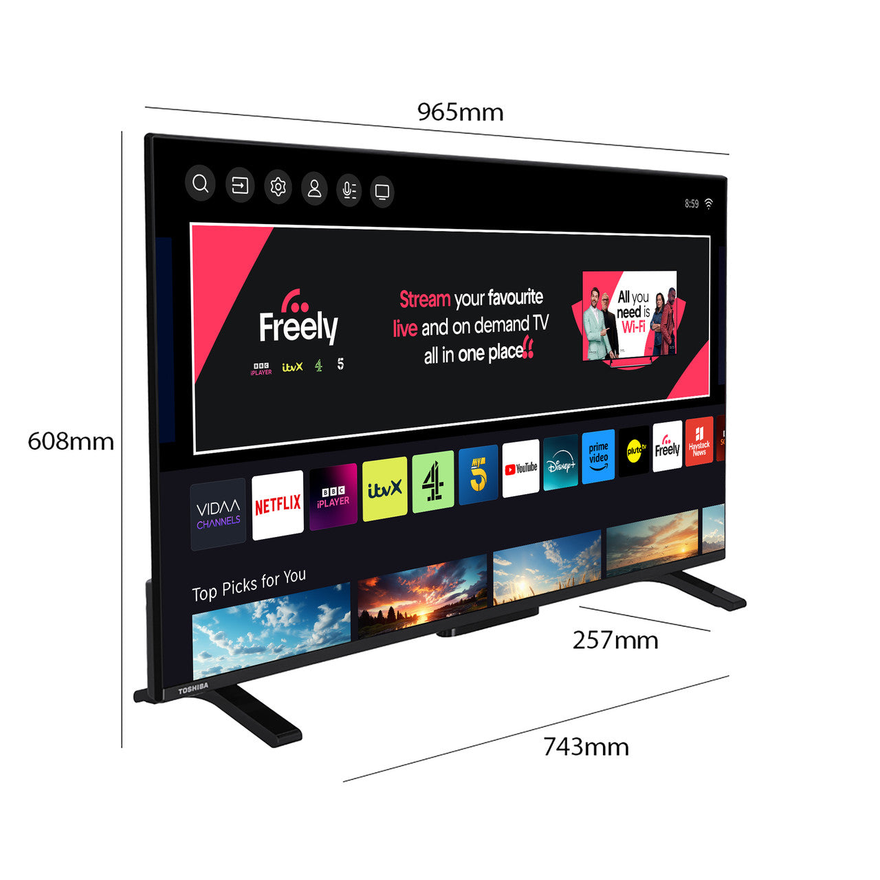 Toshiba 43 Inch 43UV2F53DBU VA 4K UHD VIDAA TV UK Delivery GRADE A