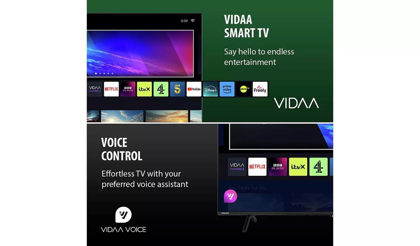 Toshiba 55 Inch 55UV2F53DB LCD 4K UHD TV UK Delivery GRADE A