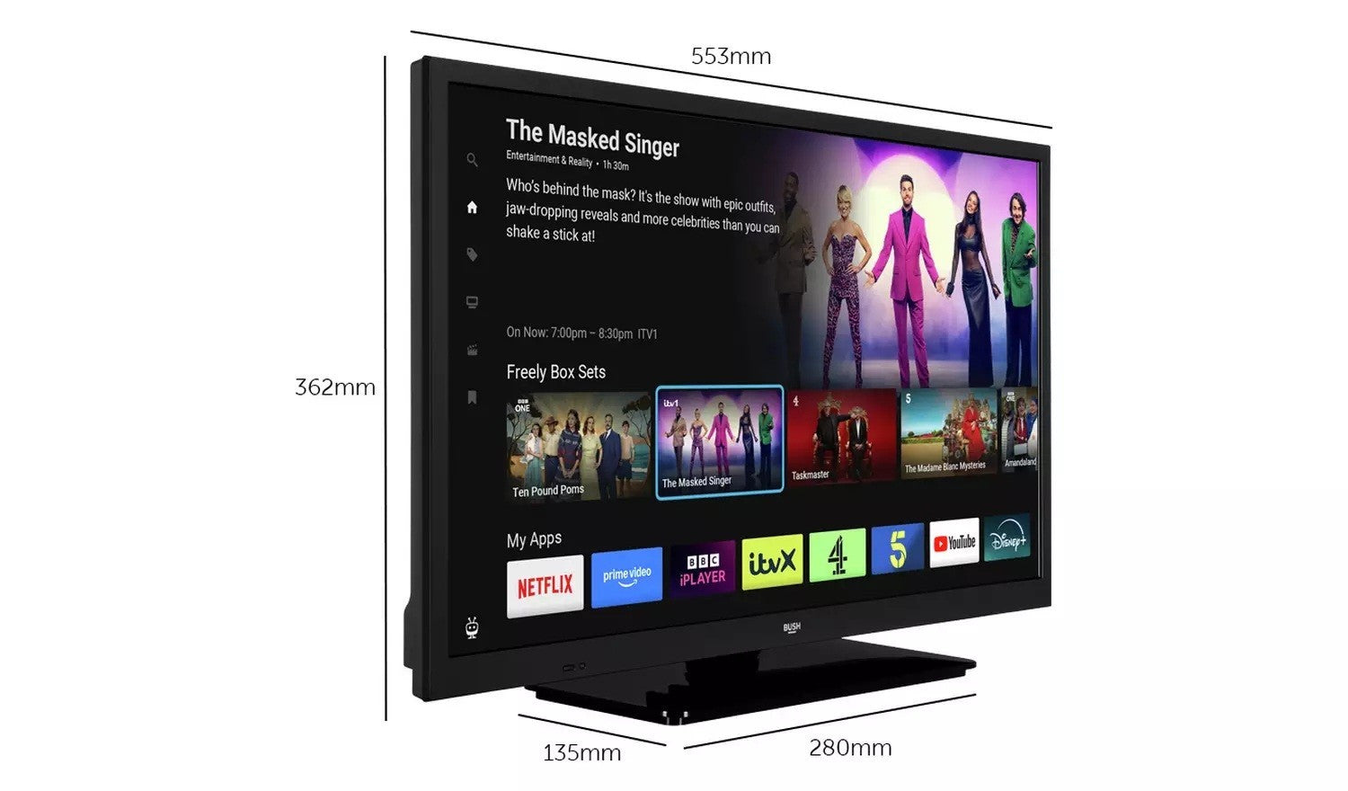 Bush 24Inch 24HT25CB Smart HD Ready HDR LED Freely TV A - Image 3