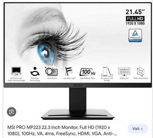MSI Pro MP241X 24 Inch 75Hz FHD Monitor NO STAND - Smart Clear Vision