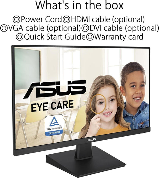 ASUS VA24EHE 24"Monitor FHD Flicker free, Low Blue Light, TUV certified NO STAND - Smart Clear Vision