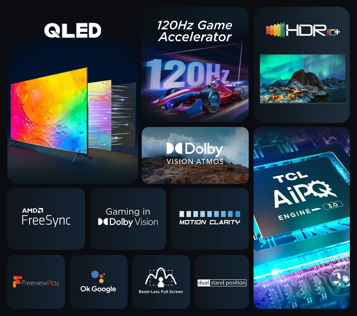 TCL 55 Inch 55C645K QLED 4K UHD ATV 11.0 UK Delivery No Stand GRADE B-2